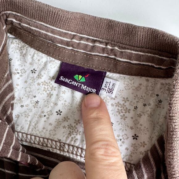 Sergent Major Striped Brown Polo Shirt - Size 3 - Picture 3 of 3